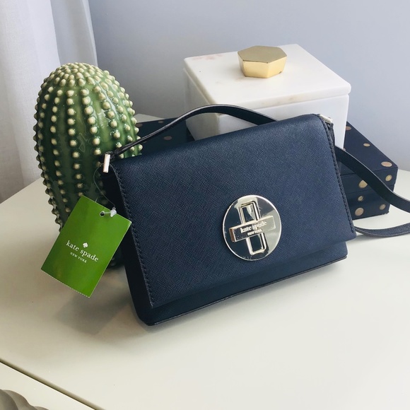 KATE SPADE midnight blue crossbody bag, Newbury Lane in Saffiano leather BNWT - Picture 5 of 14